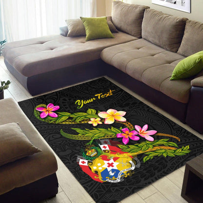 Tonga Polynesian Custom Personalised Area Rug - Plumeria Tribal