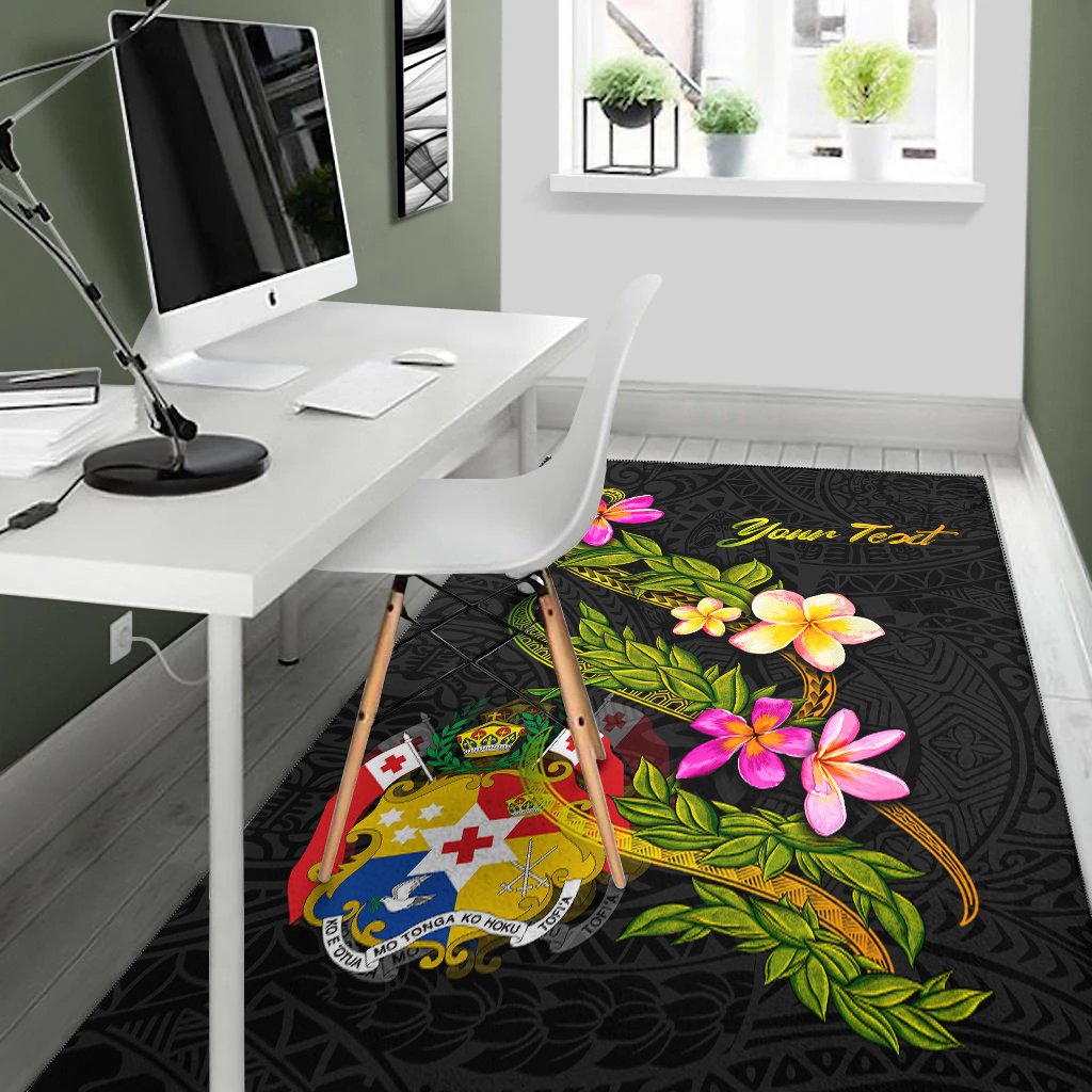 Tonga Polynesian Custom Personalised Area Rug - Plumeria Tribal