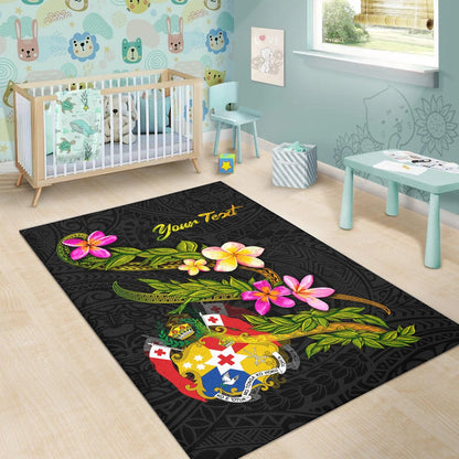 Tonga Polynesian Custom Personalised Area Rug - Plumeria Tribal