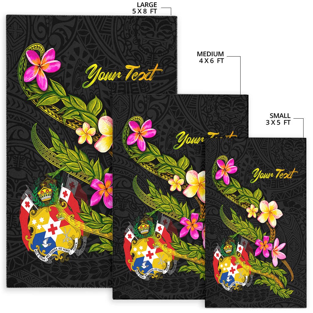 Tonga Polynesian Custom Personalised Area Rug - Plumeria Tribal
