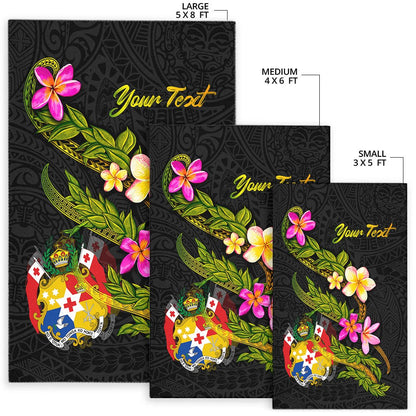 Tonga Polynesian Custom Personalised Area Rug - Plumeria Tribal