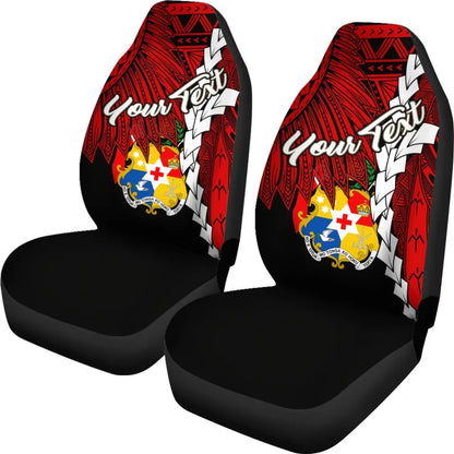 Tonga Polynesian Custom Personalised Car Seat Covers - Tribal Wave Tattoo Flag Color