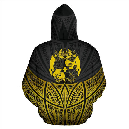 Tonga Polynesian Custom Personalised Hoodie Gold Pride Map nd Seal