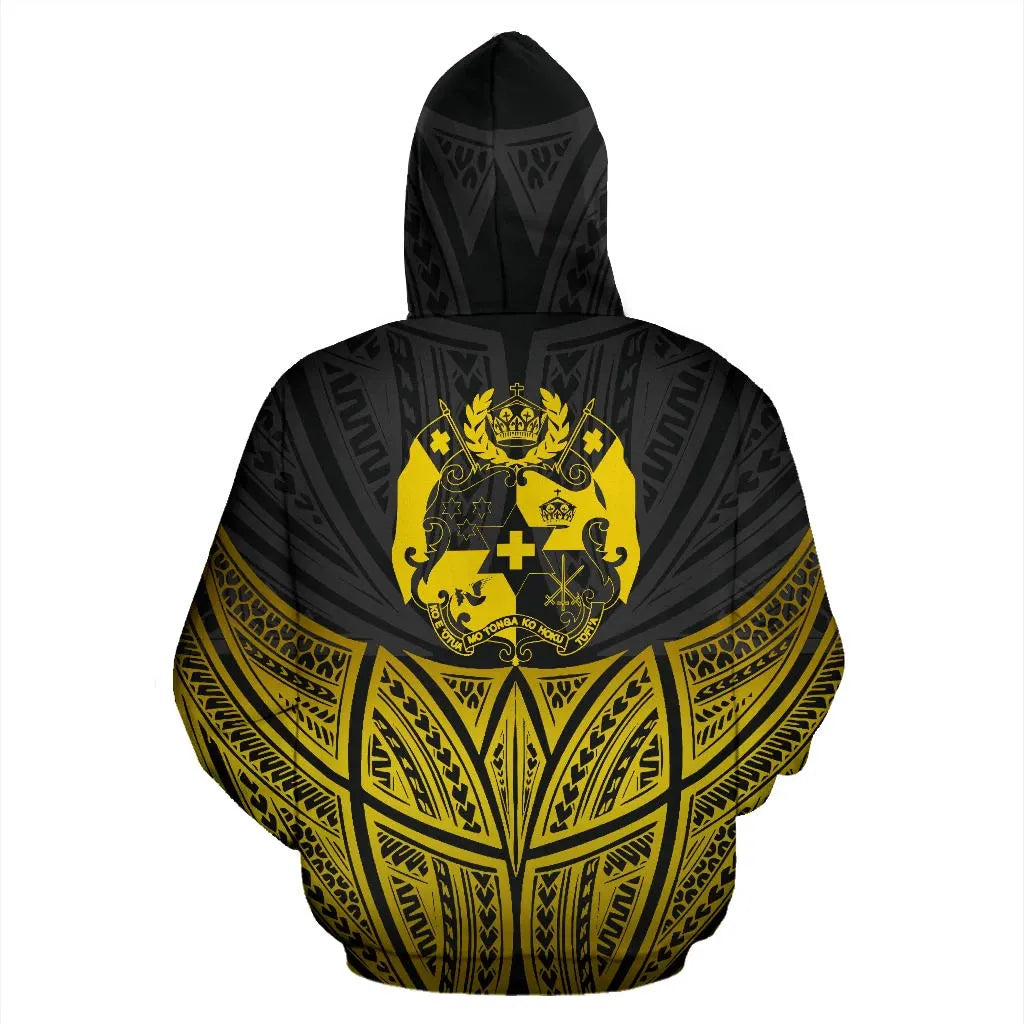 Tonga Polynesian Custom Personalised Hoodie Gold Pride Map nd Seal