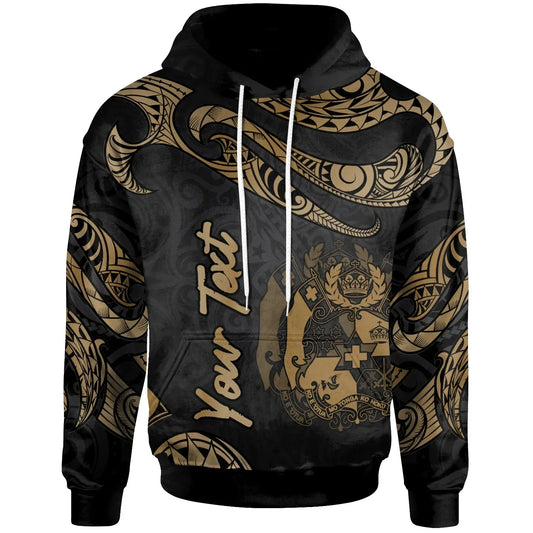 Tonga Polynesian Custom Personalised Hoodie - Poly Tattoo Gold Version