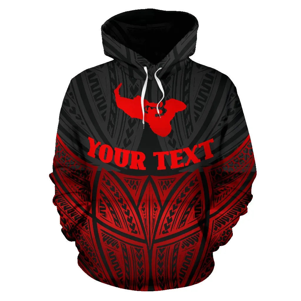 Tonga Polynesian Custom Personalised Hoodie Red Black Pride Map nd Seal