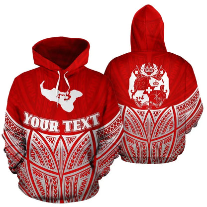 Tonga Polynesian Custom Personalised Hoodie Red Pride Map nd Seal