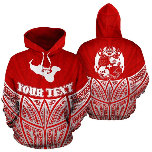Tonga Polynesian Custom Personalised Hoodie Red Pride Map nd Seal