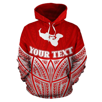 Tonga Polynesian Custom Personalised Hoodie Red Pride Map nd Seal