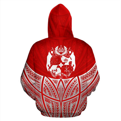 Tonga Polynesian Custom Personalised Hoodie Red Pride Map nd Seal