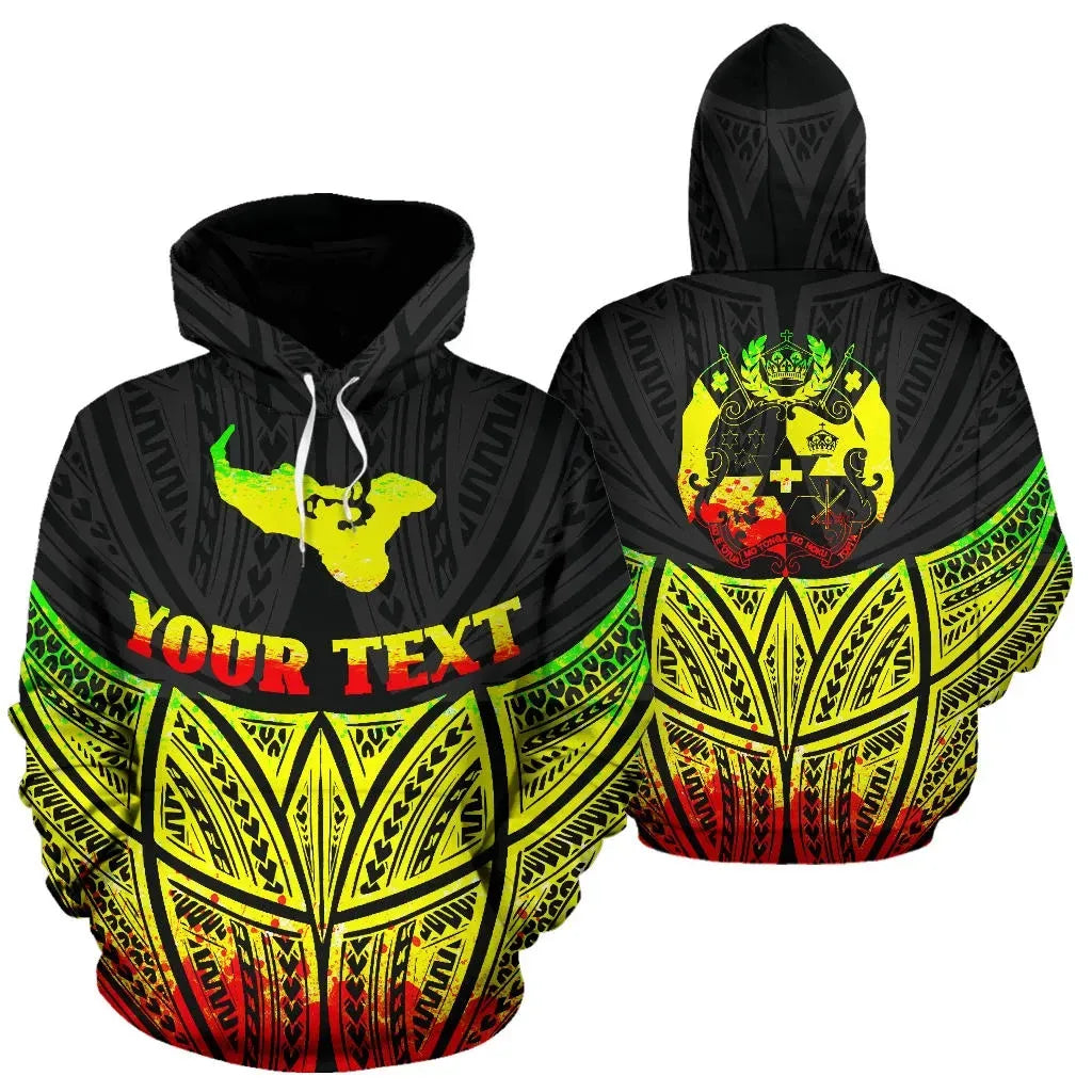 Tonga Polynesian Custom Personalised Hoodie Reggae Pride Map nd Seal