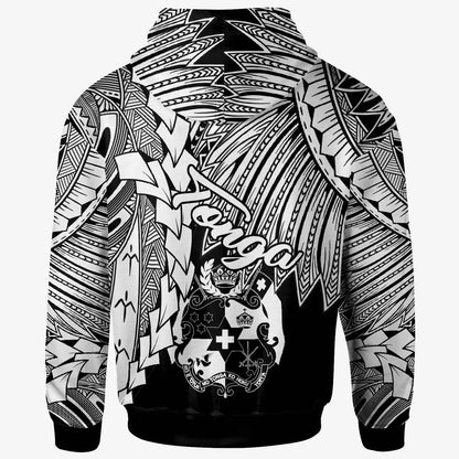 Tonga Polynesian Custom Personalised Hoodie - Tribal Wave Tattoo White