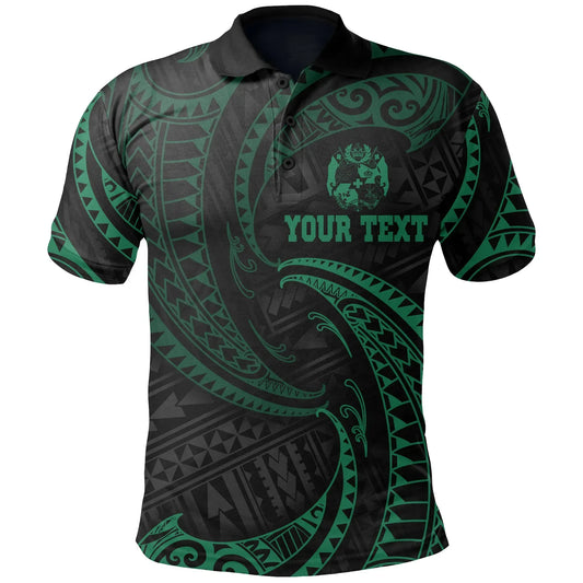Tonga Polynesian Custom Personalised Polo Shirt - Green Tribal Wave