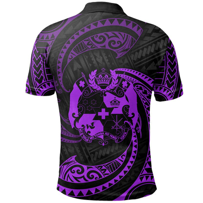 Tonga Polynesian Custom Personalised Polo Shirt - Purple Tribal Wave