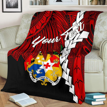 Tonga Polynesian Custom Personalised Premium Blanket - Tribal Wave Tattoo Flag Color