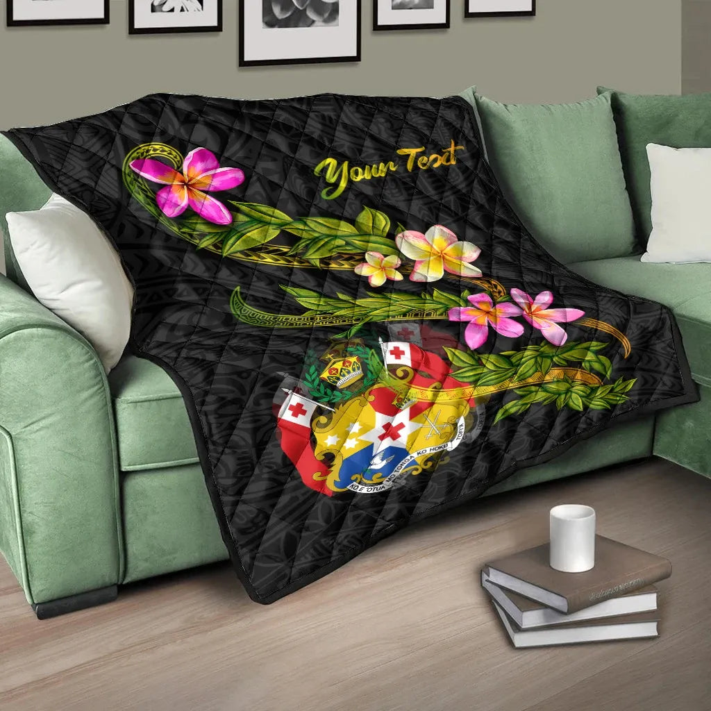 Tonga Polynesian Custom Personalised Quilt - Plumeria Tribal