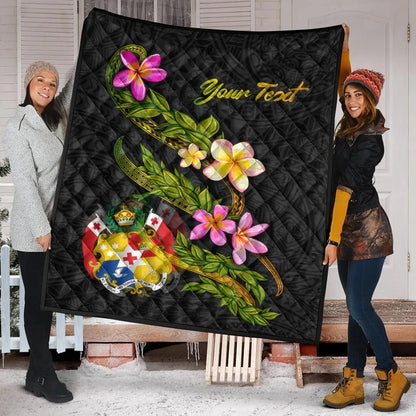 Tonga Polynesian Custom Personalised Quilt - Plumeria Tribal
