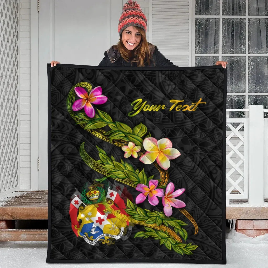 Tonga Polynesian Custom Personalised Quilt - Plumeria Tribal