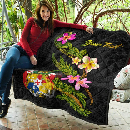 Tonga Polynesian Custom Personalised Quilt - Plumeria Tribal