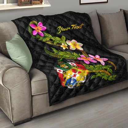 Tonga Polynesian Custom Personalised Quilt - Plumeria Tribal