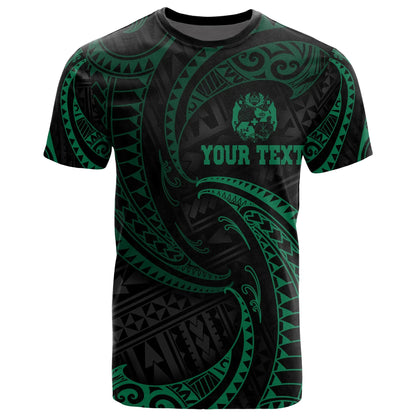 Tonga Polynesian Custom Personalised T-Shirt - Green Tribal Wave