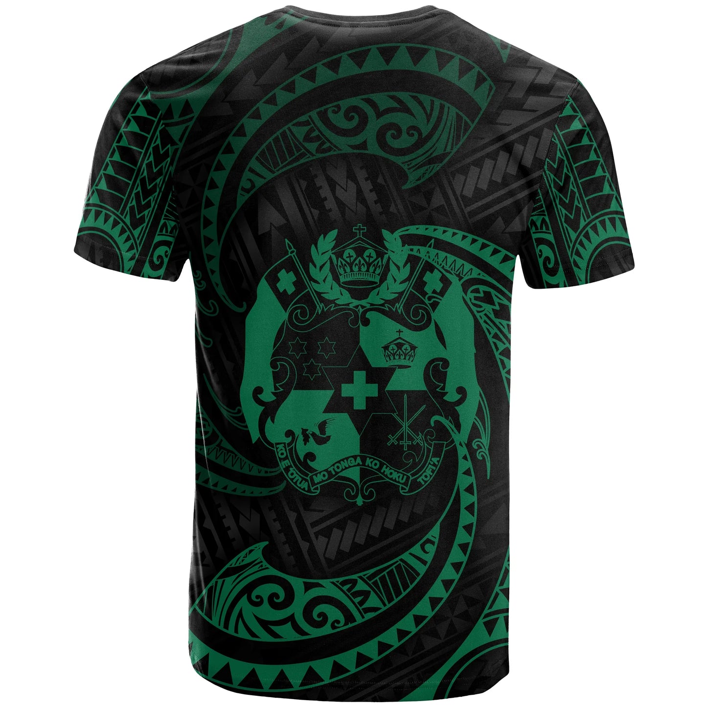 Tonga Polynesian Custom Personalised T-Shirt - Green Tribal Wave