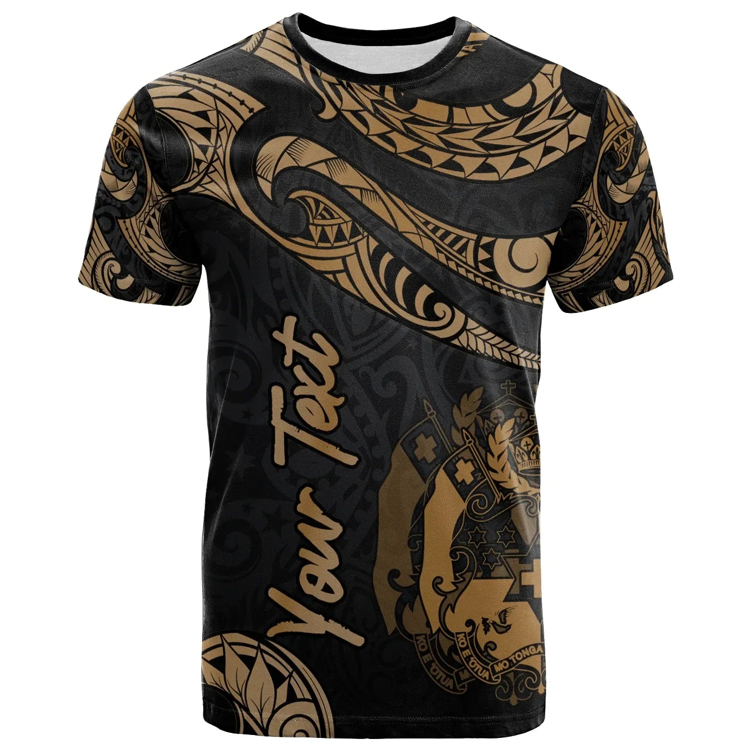 Tonga Polynesian Custom Personalised T-Shirt - Poly Tattoo Gold Version
