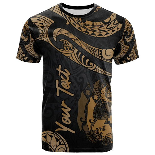 Tonga Polynesian Custom Personalised T-Shirt - Poly Tattoo Gold Version
