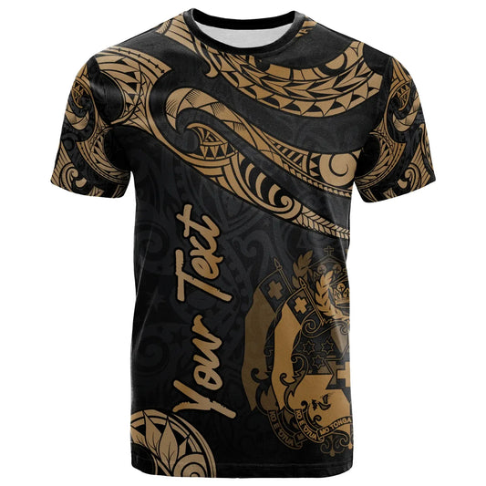 Tonga Polynesian Custom Personalised T-Shirt - Poly Tattoo Gold Version