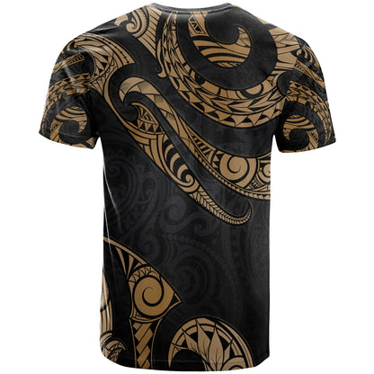 Tonga Polynesian Custom Personalised T-Shirt - Poly Tattoo Gold Version
