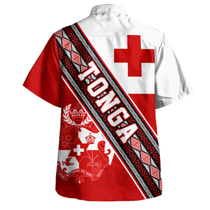 Tonga Hawaiian Shirt Ngatu Flag And Coat Of Arms