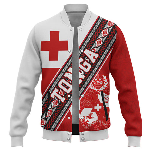 Tonga Baseball Jacket Ngatu Flag And Coat Of Arms