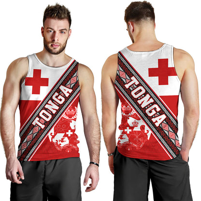 Tonga Tank Top Ngatu Flag And Coat Of Arms