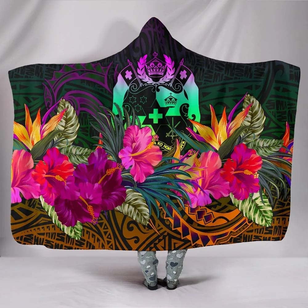Tonga Polynesian Hooded Blanket - Summer Hibiscus
