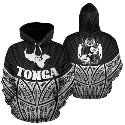 Tonga Polynesian Hoodie Black Pride Map nd Seal