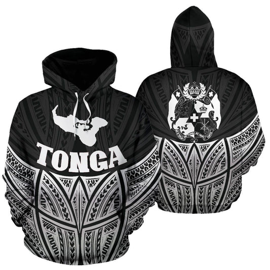 Tonga Polynesian Hoodie Black Pride Map nd Seal
