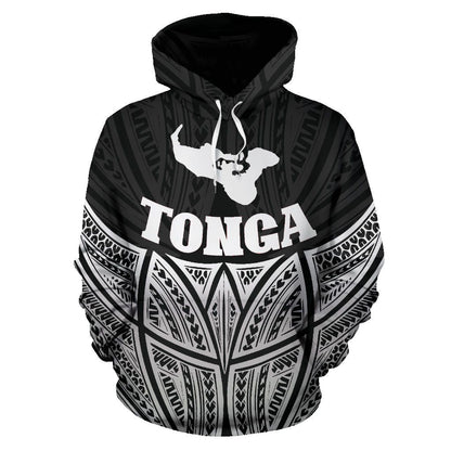 Tonga Polynesian Hoodie Black Pride Map nd Seal