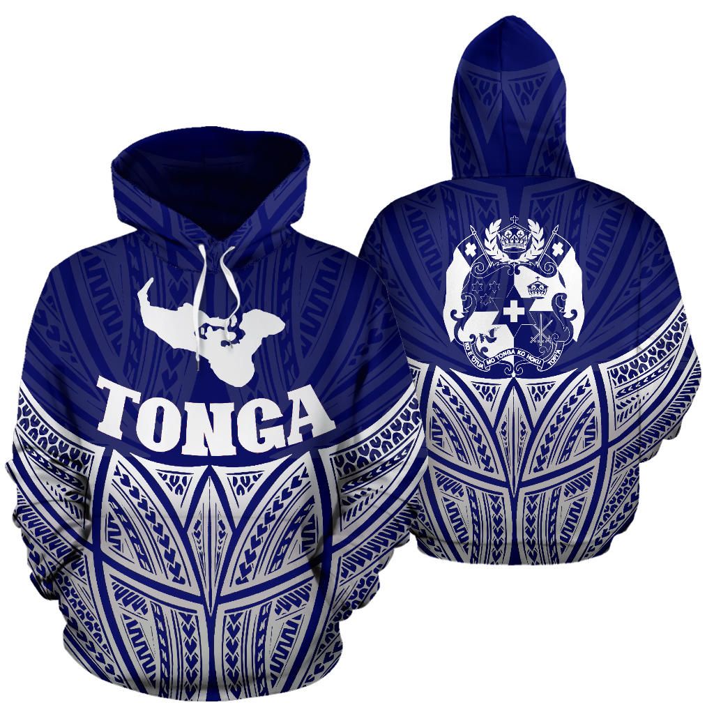 Tonga Polynesian Hoodie Blue Pride Map nd Seal