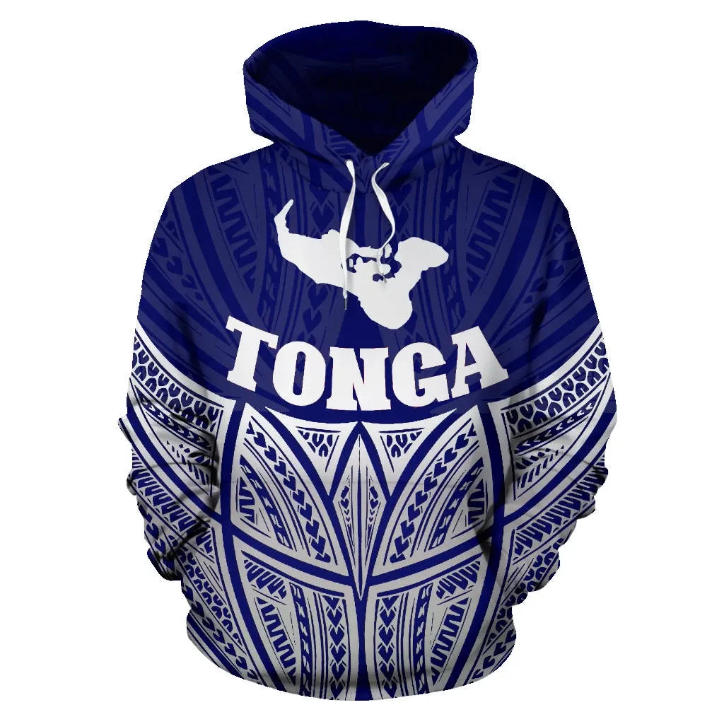 Tonga Polynesian Hoodie Blue Pride Map nd Seal