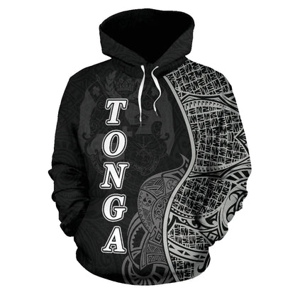 Tonga Polynesian Hoodie Coconut Tree Black