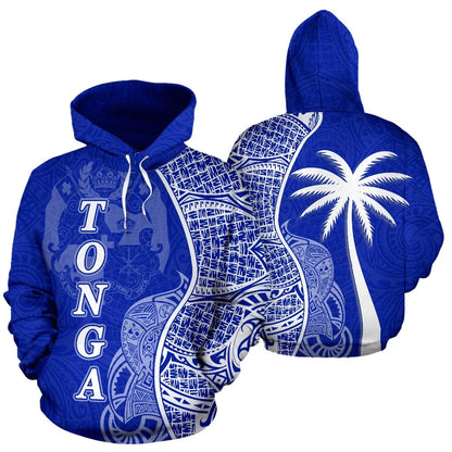 Tonga Polynesian Hoodie Coconut Tree Blue