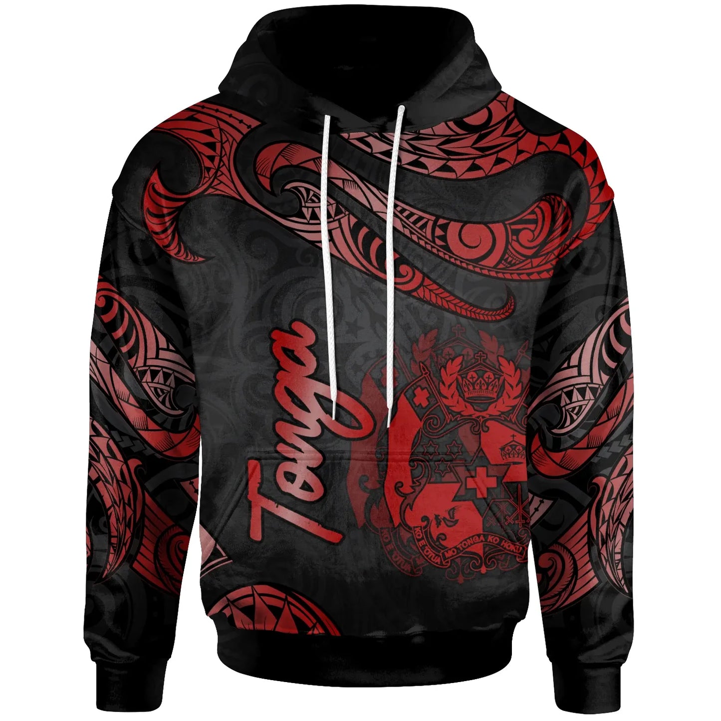 Tonga Polynesian Hoodie - Poly Tattoo Red Version