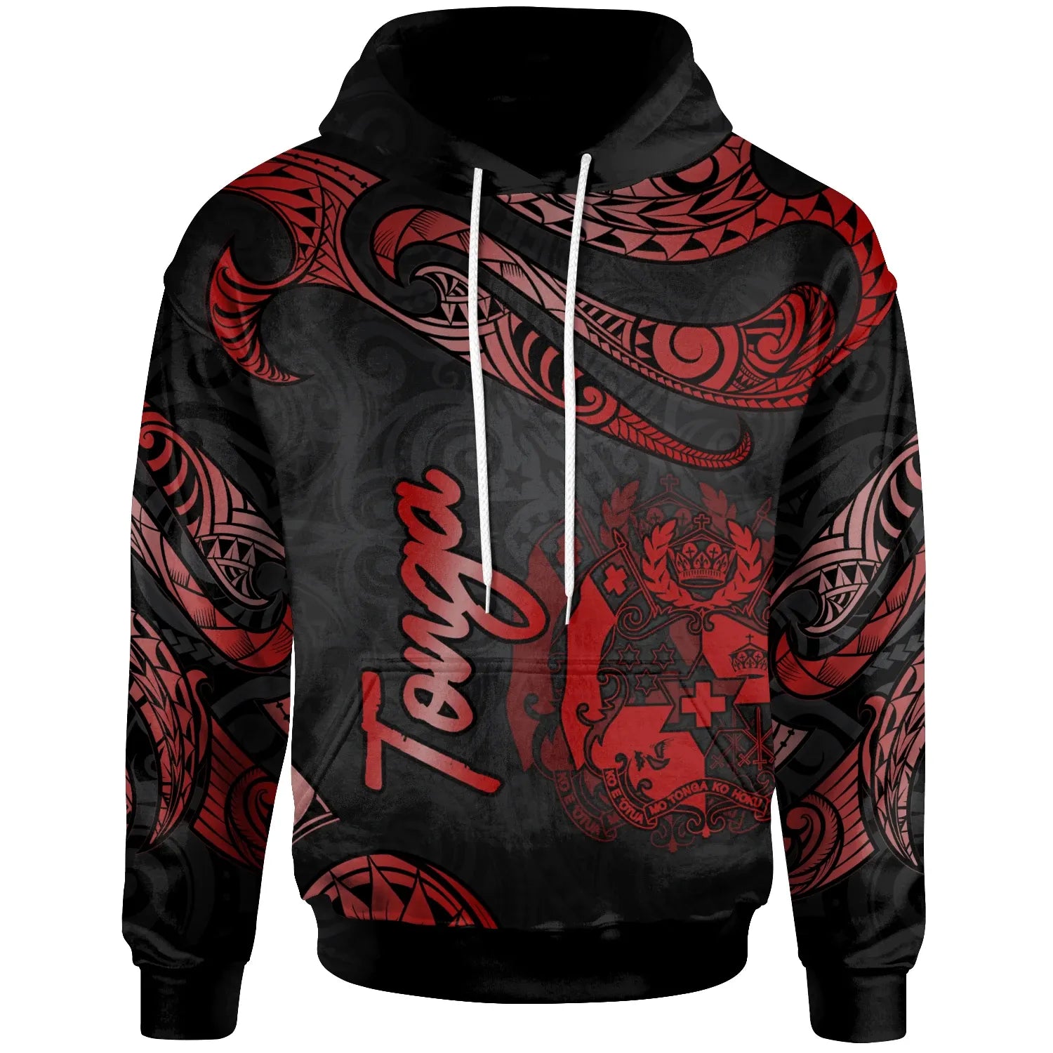 Tonga Polynesian Hoodie - Poly Tattoo Red Version