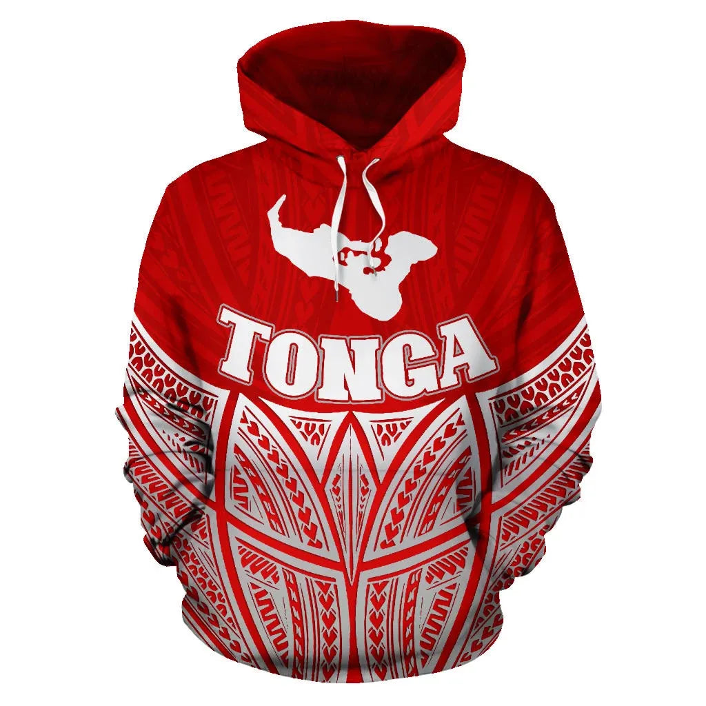 Tonga Polynesian Hoodie Red Pride Map nd Seal