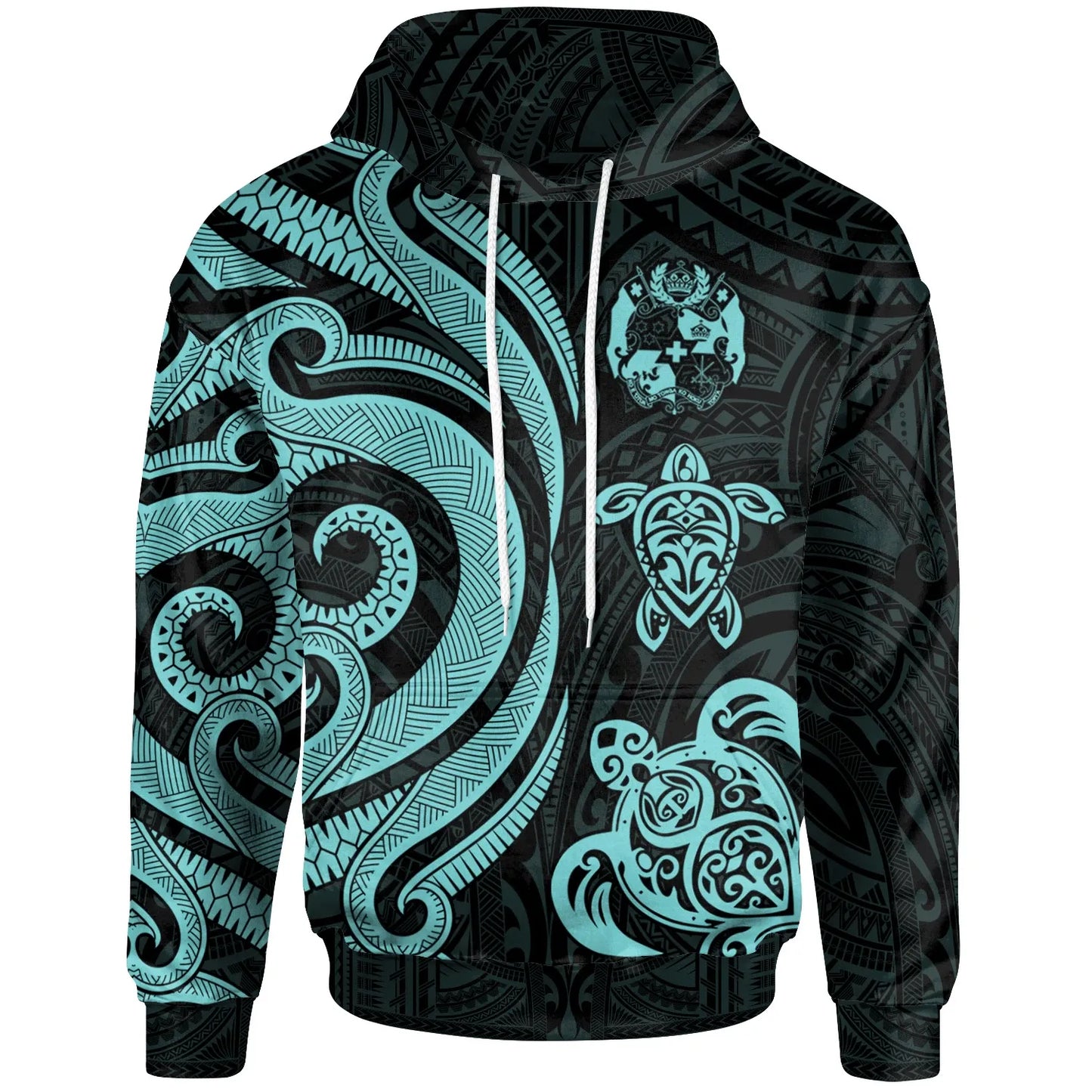Tonga Polynesian Hoodie - Turquoise Tentacle Turtle