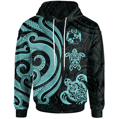 Tonga Polynesian Hoodie - Turquoise Tentacle Turtle