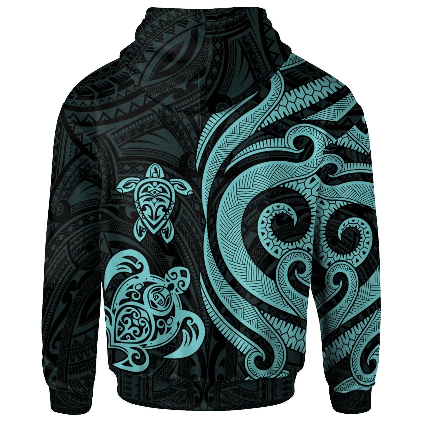 Tonga Polynesian Hoodie - Turquoise Tentacle Turtle