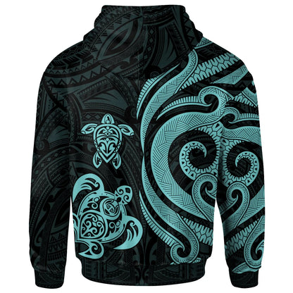 Tonga Polynesian Hoodie - Turquoise Tentacle Turtle