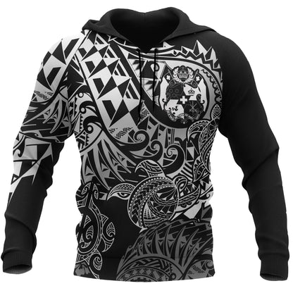 Tonga Polynesian Hoodie - White Turtle Flowing