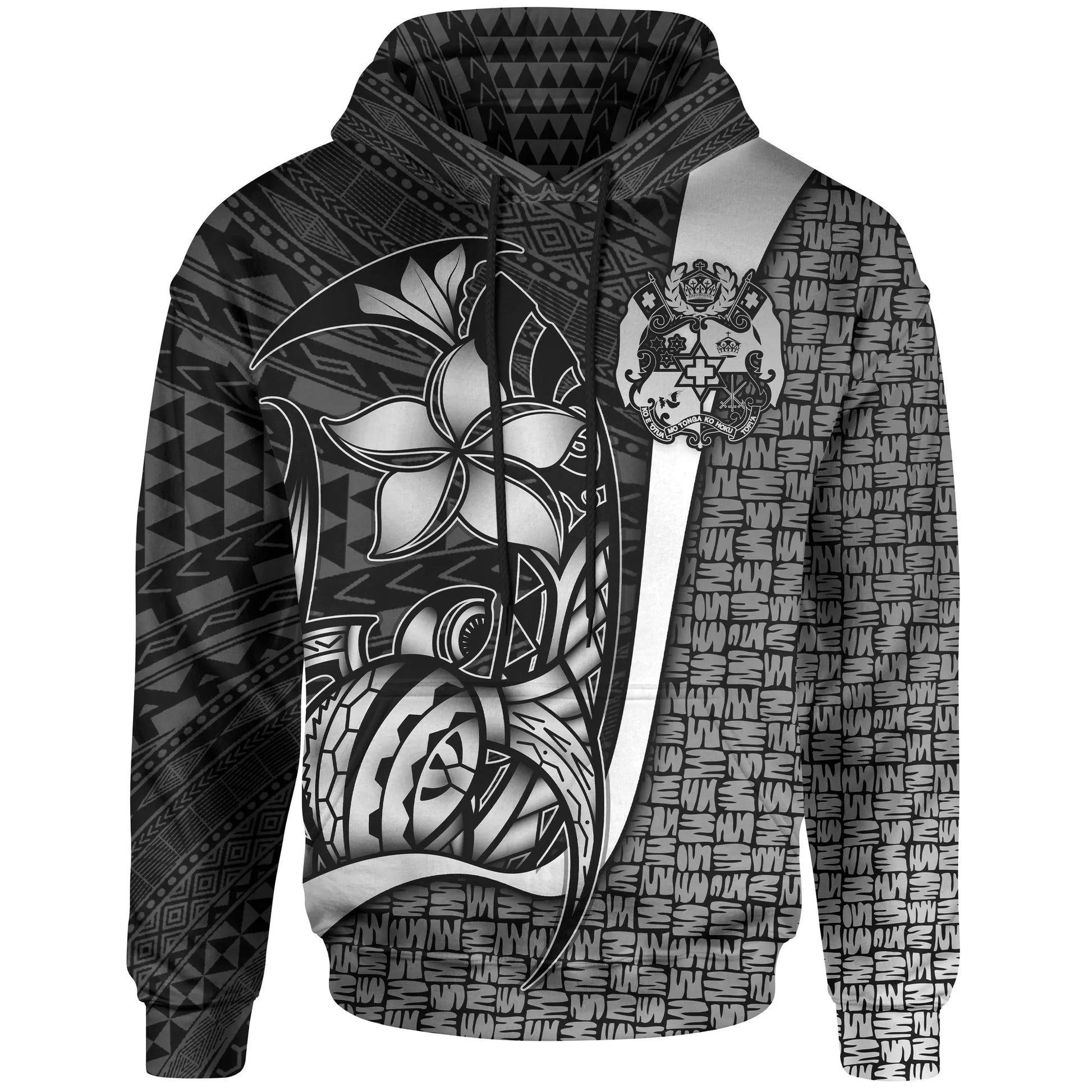 Tonga Polynesian Hoodie White - Turtle with Hook